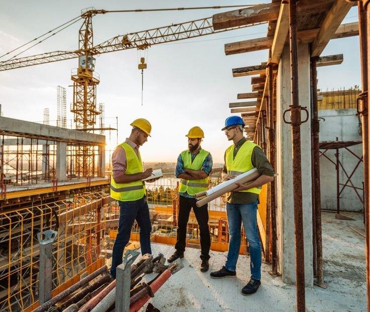 Construction team discussing plans